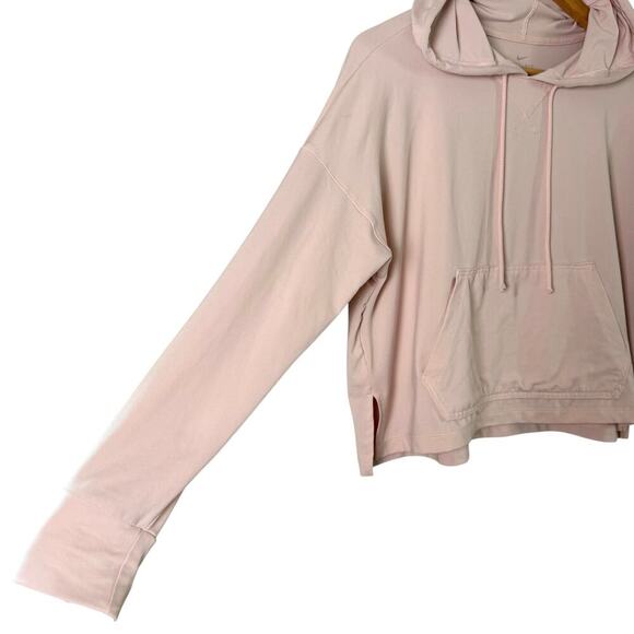 Nike Dri-Fit Blush Pink Cropped Hoodie Sweater Relaxed Fit Soft Stretchy, Medium - Picture 6 of 10